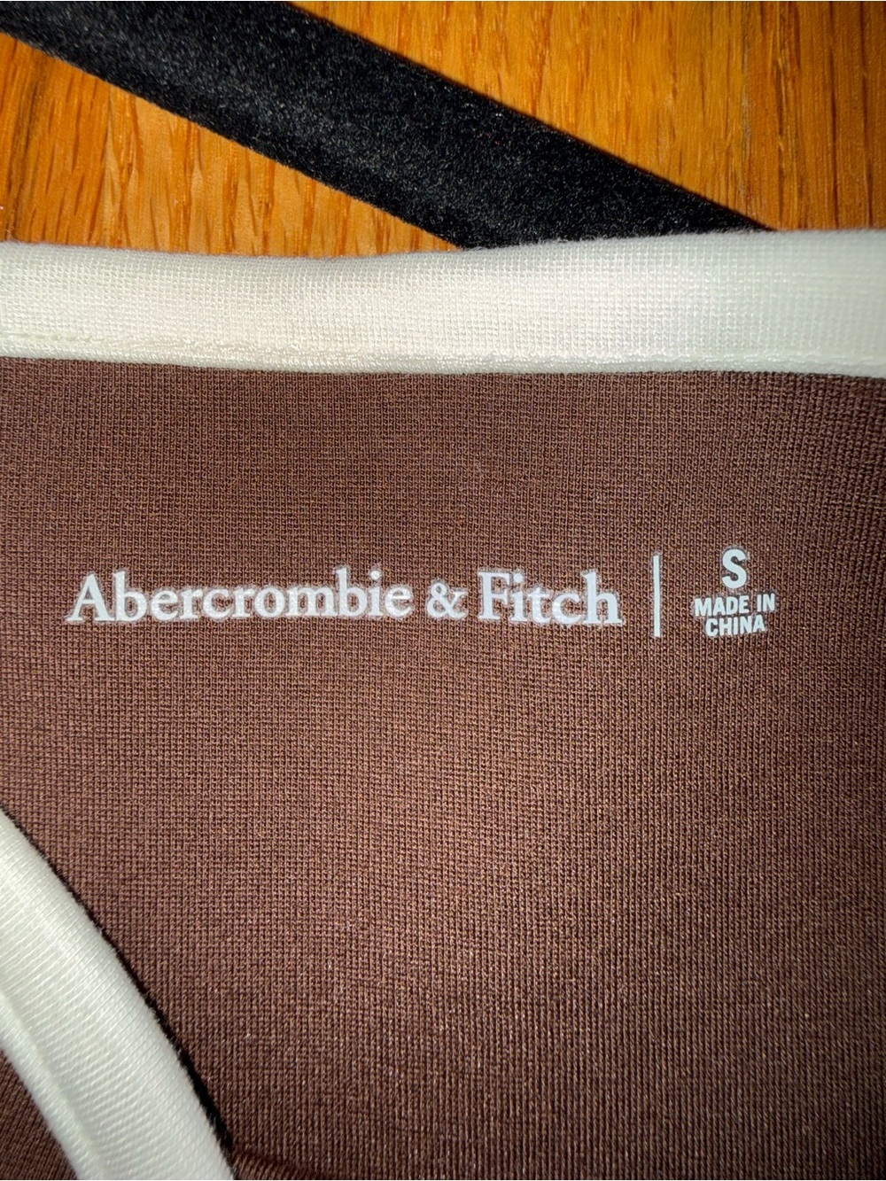 Abercrombie & Fitch Brown Midi Slip Dress with White Trim - Picture 4 of 4